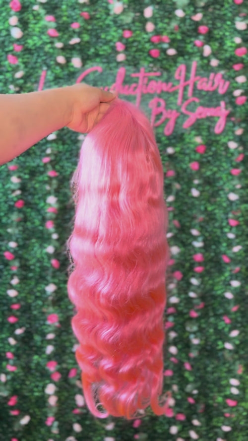 Pink Body Wave Wig (24”)